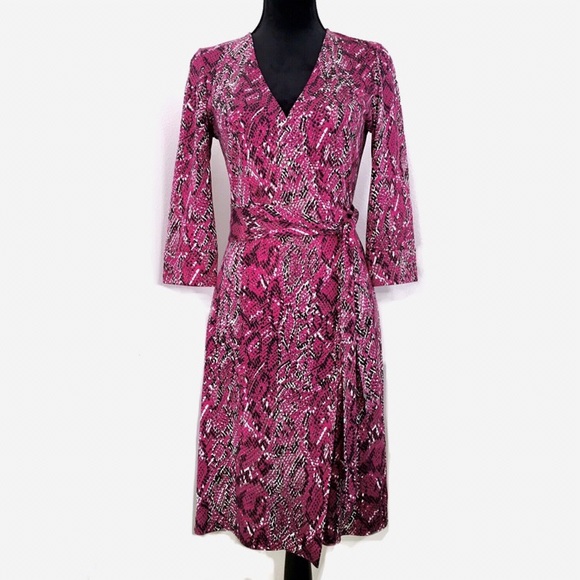 pink snakeskin wrap dress